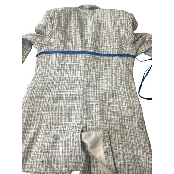 7 FOR ALL MANKIND Women's Blue Tweed Blazer Long Length Two Button Size Medium? - Picture 10 of 15